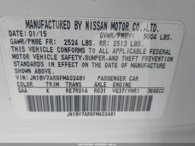 JN1BV7AR6FM402481 Infiniti Q50