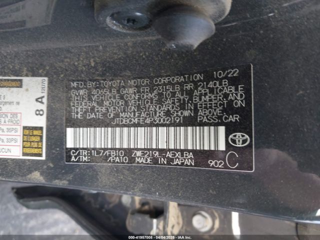 JTDBCMFE4P3002191 Toyota Corolla Hybrid Le