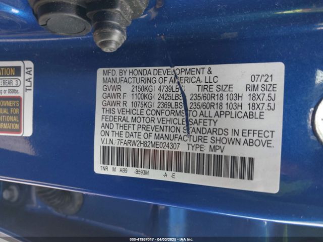 7FARW2H82ME024307 Honda Cr-v Awd Ex-l