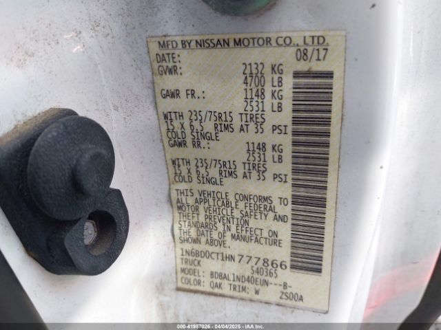 1N6BD0CT1HN777866 Nissan FRONTIER S