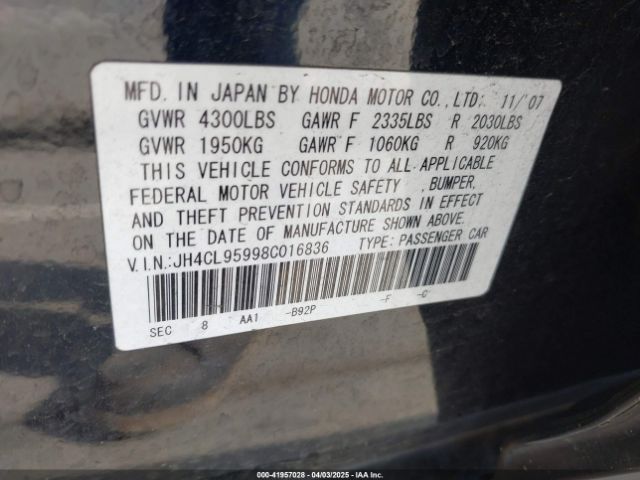 2008 ACURA TSX JH4CL95998C016836 Photo 8