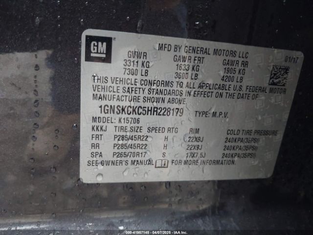 1GNSKCKC5HR228179 Chevrolet Tahoe Premier