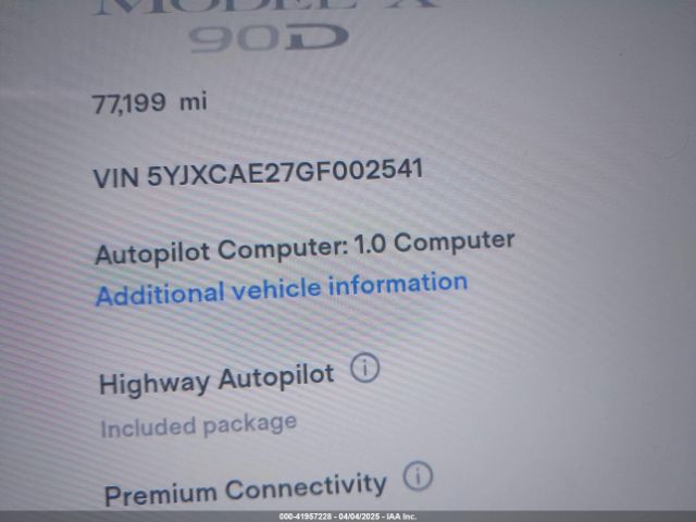 2016 TESLA MODEL X 5YJXCAE27GF002541 Photo 8