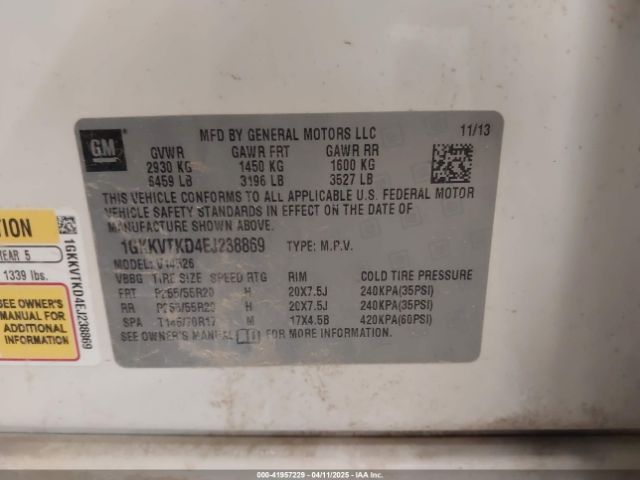 1GKKVTKD4EJ238869 GMC Acadia Denali
