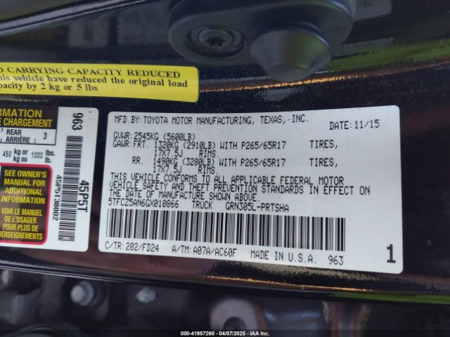 5TFCZ5AN6GX010866 Toyota Tacoma Trd Sport