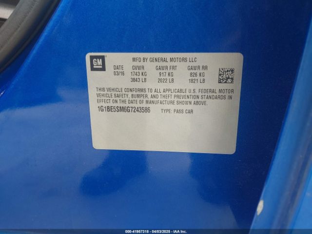 1G1BE5SM6G7243586 Chevrolet Cruze Lt Auto