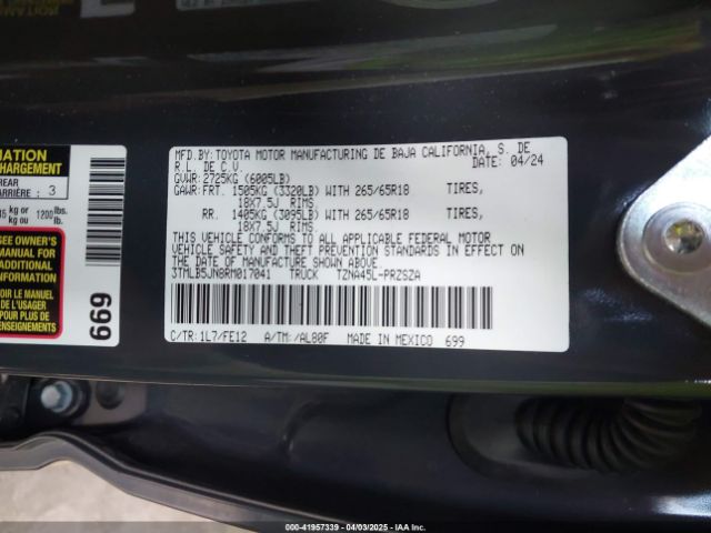 3TMLB5JN8RM017041 Toyota Tacoma Trd Sport 4wd