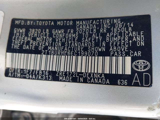 2T1BURHE6EC199070 Toyota COROLLA LE