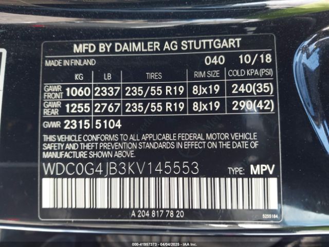 WDC0G4JB3KV145553 Mercedes-Benz GLC 300