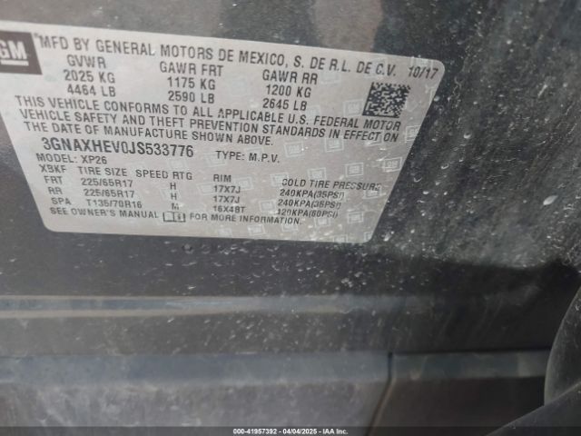3GNAXHEV0JS533776 Chevrolet EQUINOX LS
