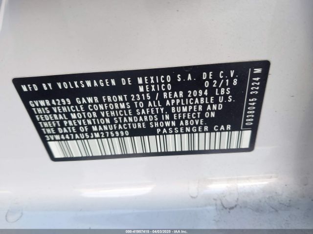 3VW447AU5JM275990 Volkswagen Golf Gti 2.0t Autobahn/2.0t S/2.0t Se