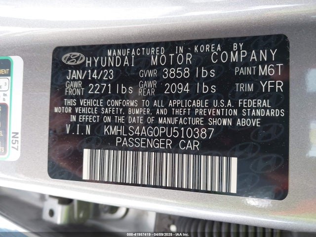 KMHLS4AG0PU510387 Hyundai ELANTRA SEL