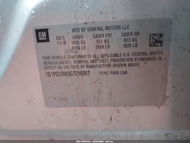 1G1PC5SH3G7216067 Chevrolet Cruze Limited Ls Auto