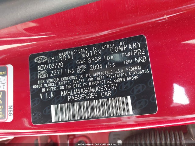KMHLM4AG4MU093197 Hyundai ELANTRA SEL