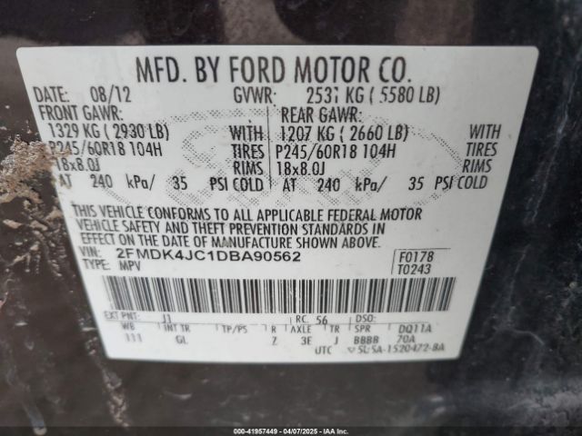 2013 FORD EDGE 2FMDK4JC1DBA90562 Photo 8