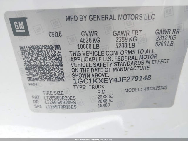 1GC1KXEY4JF279148 Chevrolet Silverado 2500hd High Country
