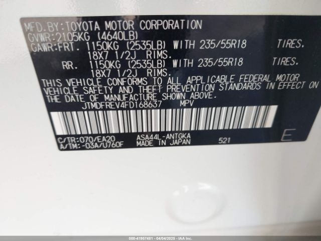 JTMDFREV4FD168637 Toyota Rav4 Limited
