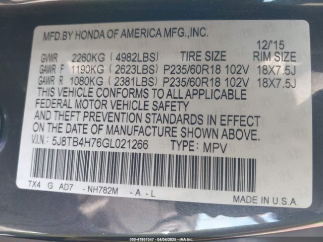 2016 ACURA RDX 5J8TB4H76GL021266 Photo 8