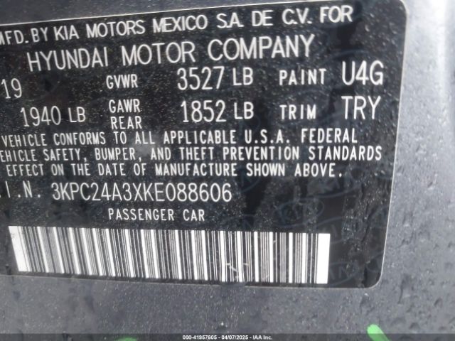 3KPC24A3XKE088606 Hyundai ACCENT SE