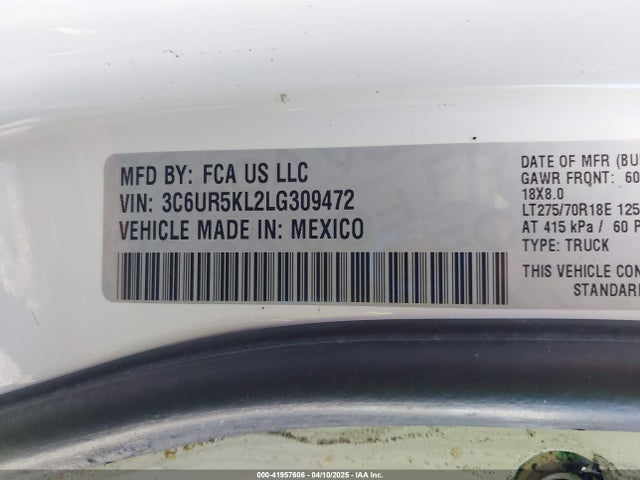 3C6UR5KL2LG309472 RAM 2020