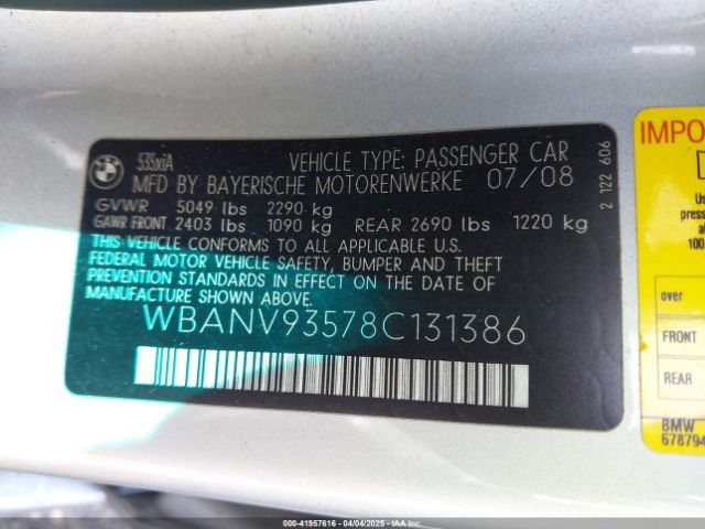 2008 BMW 535XI WBANV93578C131386 Photo 8