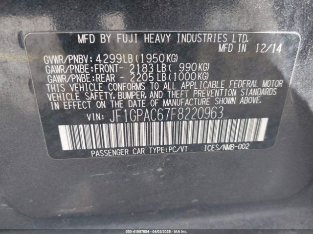 JF1GPAC67F8220963 Subaru Impreza 2.0i Premium