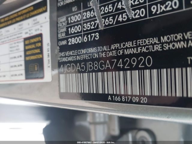 4JGDA5JB8GA742920 Mercedes-Benz GLE 350