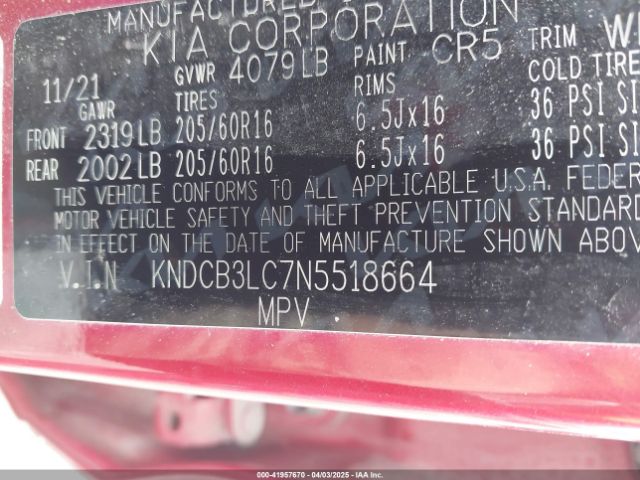 KNDCB3LC7N5518664 KIA NIRO LX