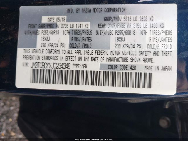 JM3TCBCYXJ0234348 Mazda Cx-9 Touring