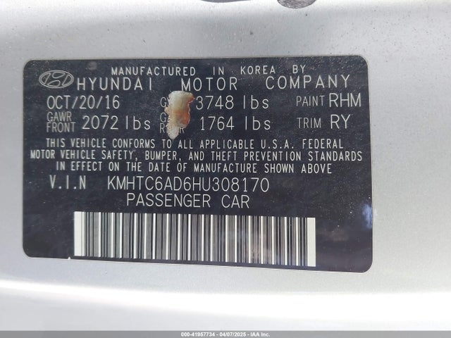 KMHTC6AD6HU308170 Hyundai gdi gamma