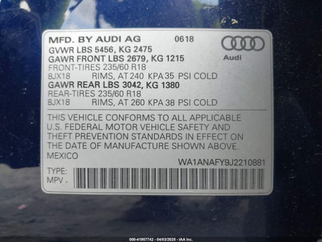 WA1ANAFY9J2210881 Audi Q5
