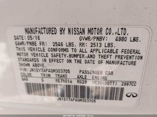 JN1EV7AP4GM303705 Infiniti Q50 3.0t Premium