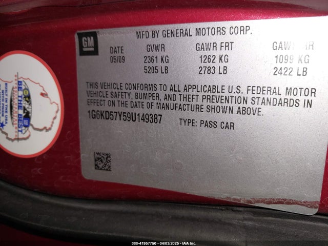 2009 CADILLAC DTS 1G6KD57Y59U149387 Photo 8