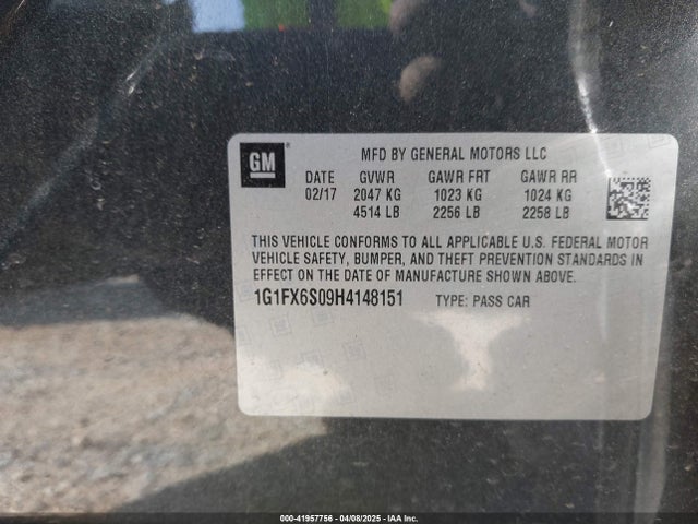 1G1FX6S09H4148151 Chevrolet Bolt Ev Premier
