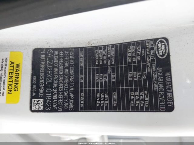 2020 LAND ROVER RANGE ROVER EVOQUE SALZJ2FX2LH018423 Photo 8