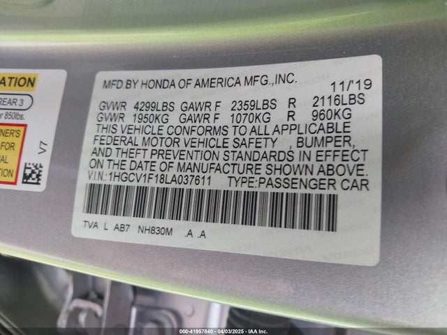1HGCV1F18LA037611 Honda ACCORD LX