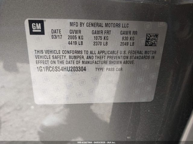 1G1RC6S54HU203304 Chevrolet VOLT LT