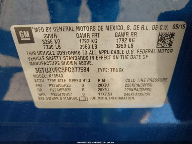 3GTU2VEC5FG377584 GMC Sierra 1500 Slt