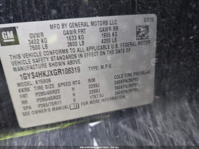 2016 CADILLAC ESCALADE ESV 1GYS4HKJXGR108319 Photo 8