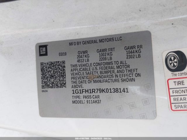 1G1FH1R79K0138141 Chevrolet CAMARO 2SS