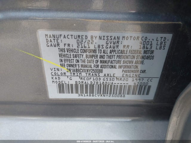 3N1AB8CVXNY250088 Nissan Sentra Sv Xtronic Cvt