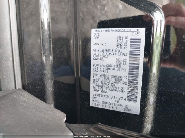 5N1BT3BAXPC931374 Nissan Rogue Sv Fwd