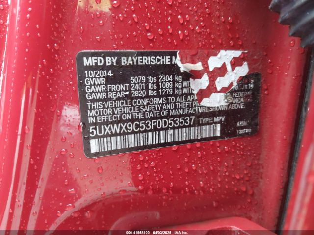 5UXWX9C53F0D53537 BMW X3 Xdrive28i