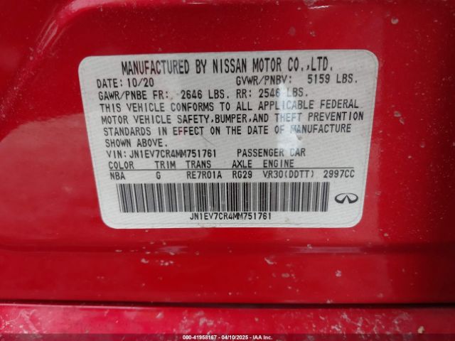 JN1EV7CR4MM751761 Infiniti Q50 Sensory Awd