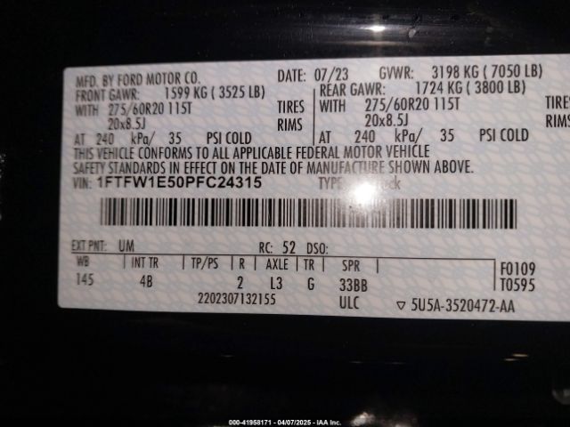 1FTFW1E50PFC24315 Ford F-150 Xlt