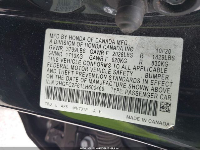 2HGFC2F61LH600469 Honda Civic Lx