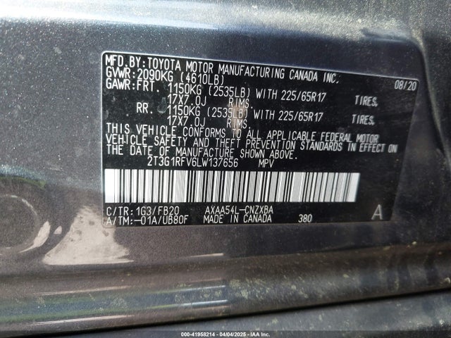 Toyota RAV4 LE 2020 2T3G1RFV6LW137656 Image 9