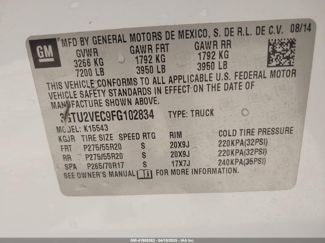 3GTU2VEC9FG102834 GMC Sierra 1500 Slt