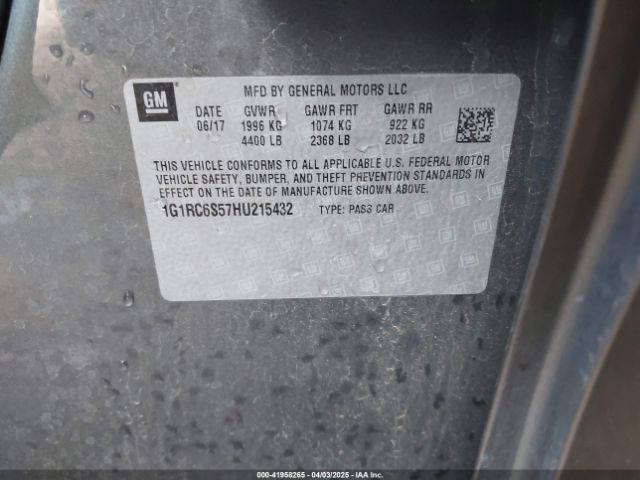 1G1RC6S57HU215432 Chevrolet l3a - di: direct injectio, vvt: variable valve timing, hybrid, gen 1