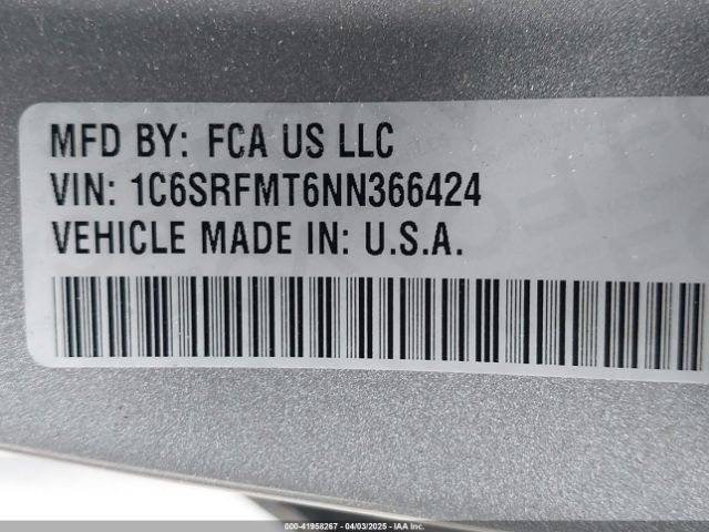 1C6SRFMT6NN366424 RAM 1500 Big Horn  4x4 6'4 Box